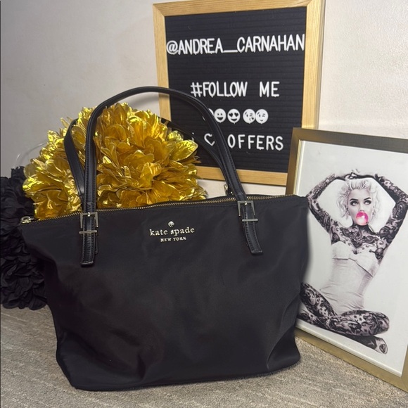 Kate Spade Black Tote with Gold Accents - Picture 1 of 12
